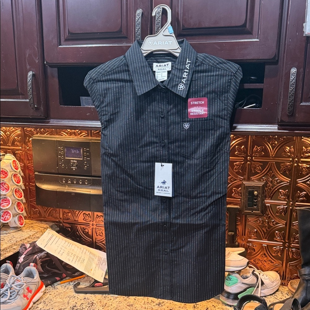 Ariat Women's Black Pinstripe Button Down Shirt